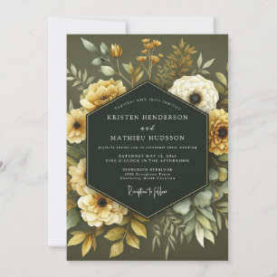 Invitation Mariage Botanique Olive Ocre