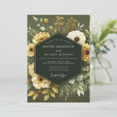 Invitation Mariage Botanique Olive Ocre (Debout devant)