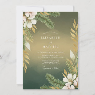 Invitation Mariage Botanique Olive Or