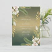 Invitation Mariage Botanique Olive Or (Debout devant)