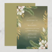 Invitation Mariage Botanique Olive Or (Devant / Derrière)