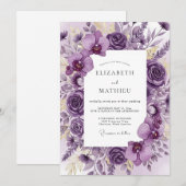 Invitation Mariage Botanique Opulent aux Prunes (Devant / Derrière)
