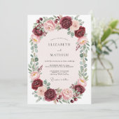 Invitation Mariage Botanique Opulent Bourgogne (Debout devant)