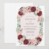 Invitation Mariage Botanique Opulent Bourgogne (Devant / Derrière)