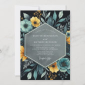 Invitation Mariage botanique opulent jaune sarcelle (Devant)