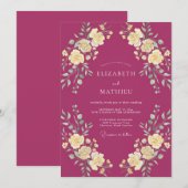 Invitation Mariage Botanique Opulent Magenta (Devant / Derrière)