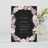 Invitation Mariage Botanique Opulent Noir (Debout devant)