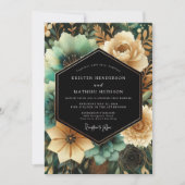 Invitation Mariage Botanique Opulent Sarcelle (Devant)