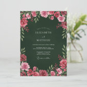Invitation Mariage botanique opulent vert forêt (Debout devant)
