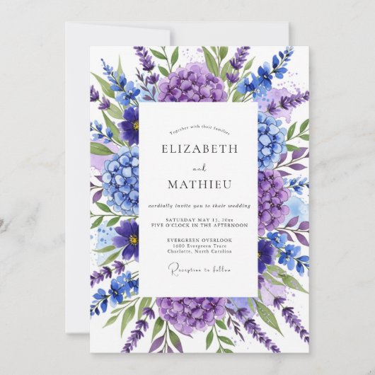 Invitation Mariage Botanique Opulent Violet (Devant)