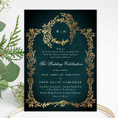 Invitation Mariage Botanique Or Cadre Classic Emerald Green