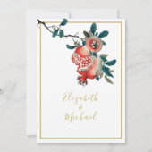 Invitation Mariage Botanique Or Élégante Grenade Moderne (Dos)