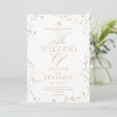 Invitation Mariage botanique or et blanc Devine (Debout devant)
