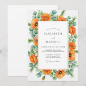 Invitation Mariage Botanique Orange Blissful (Devant / Derrière)