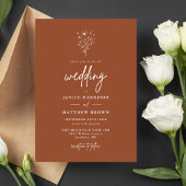 Invitation Mariage Botanique Orange Brûlée Rustique