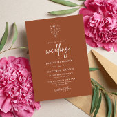 Invitation Mariage Botanique Orange Brûlée Rustique