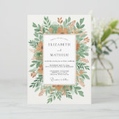 Invitation Mariage Botanique Orange en Forêt (Debout devant)