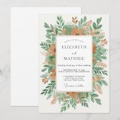 Invitation Mariage Botanique Orange en Forêt (Devant / Derrière)