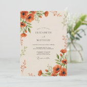 Invitation Mariage Botanique Orange Impressionniste (Debout devant)