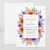 Invitation Mariage botanique Orange Lively (Devant / Derrière)
