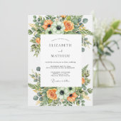 Invitation Mariage Botanique Orange Luxuriant (Debout devant)