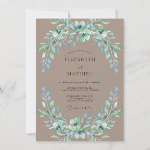 Invitation Mariage Botanique Organique Taupe