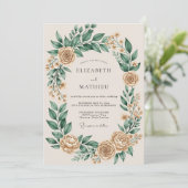 Invitation Mariage Botanique Orné Champagne (Debout devant)