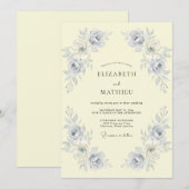 Invitation Mariage Botanique Orné Crème (Devant / Derrière)