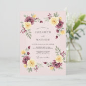 Invitation Mariage Botanique Orné de Bordeaux (Debout devant)
