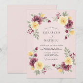 Invitation Mariage Botanique Orné de Bordeaux (Devant / Derrière)