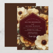 Invitation Mariage Botanique Orné de Bordeaux (Devant / Derrière)