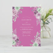 Invitation Mariage Botanique Orné de Fuchsia (Debout devant)