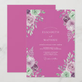Invitation Mariage Botanique Orné de Fuchsia (Devant / Derrière)