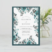 Invitation Mariage Botanique Orné de Teal (Debout devant)