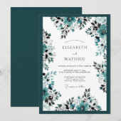 Invitation Mariage Botanique Orné de Teal (Devant / Derrière)