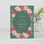 Invitation Mariage Botanique Orné de Vert Chasseur (Debout devant)
