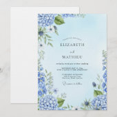 Invitation Mariage Botanique Painterre Dusty Blue (Devant / Derrière)