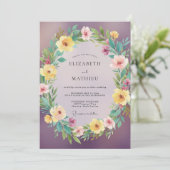 Invitation Mariage Botanique Painterre en Prune (Debout devant)