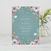 Invitation Mariage Botanique Paisible Sarcelle (Debout devant)