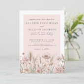 Invitation Mariage Botanique Pampas Floral Blush Pink Boho (Debout devant)