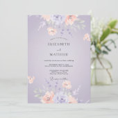 Invitation Mariage Botanique Pastel Lavande (Debout devant)