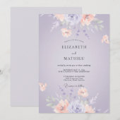 Invitation Mariage Botanique Pastel Lavande (Devant / Derrière)