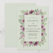 Invitation Mariage Botanique Plum Winsome (Devant / Derrière)