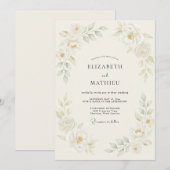 Invitation Mariage Botanique Poétique Crème (Devant / Derrière)