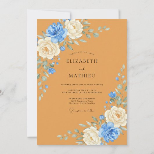 Invitation Mariage Botanique Poétique Ocre (Devant)