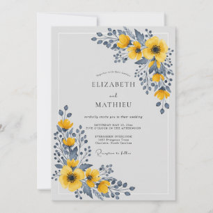 Invitation Mariage Botanique Poli Jaune