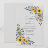 Invitation Mariage Botanique Poli Jaune (Devant / Derrière)