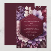 Invitation Mariage Botanique Prune Humeur (Devant / Derrière)