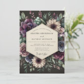 Invitation Mariage botanique prune Moody (Debout devant)