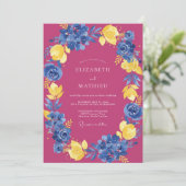 Invitation Mariage Botanique Radiant Fuchsia (Debout devant)